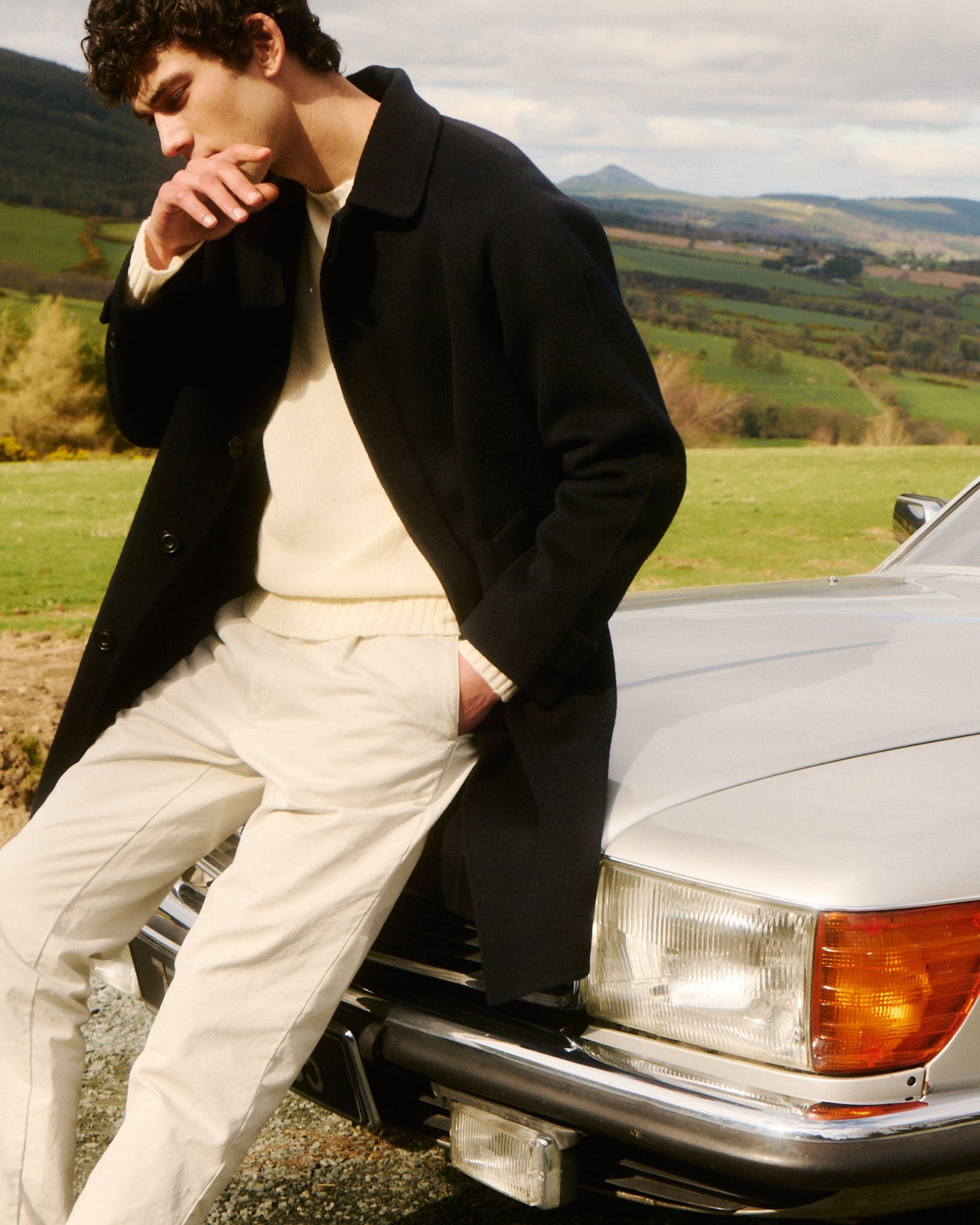 Manteau Homme en Laine Double Face Bleu Marine Graig