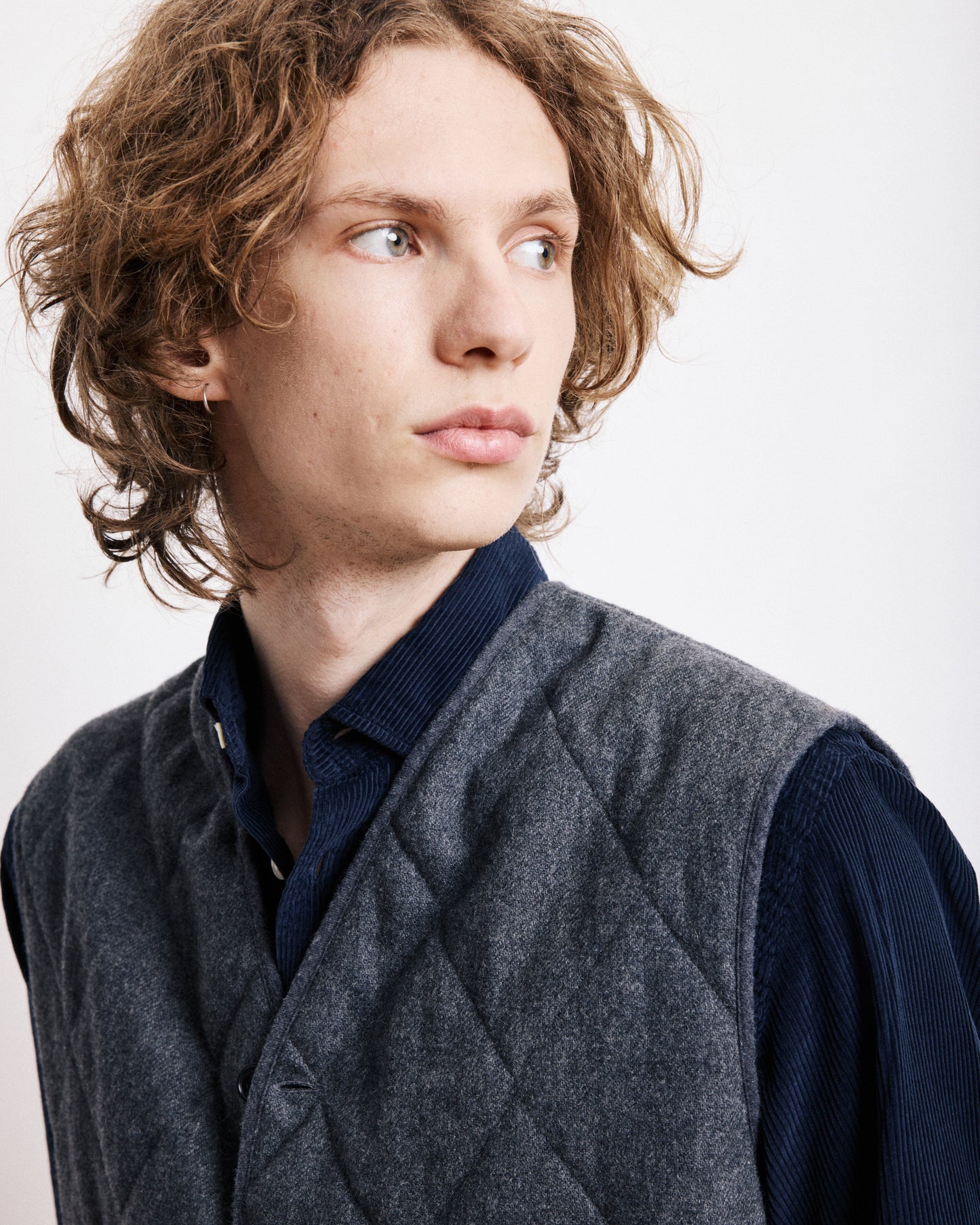 Gilet Homme en Flanelle de Laine Gris Vince