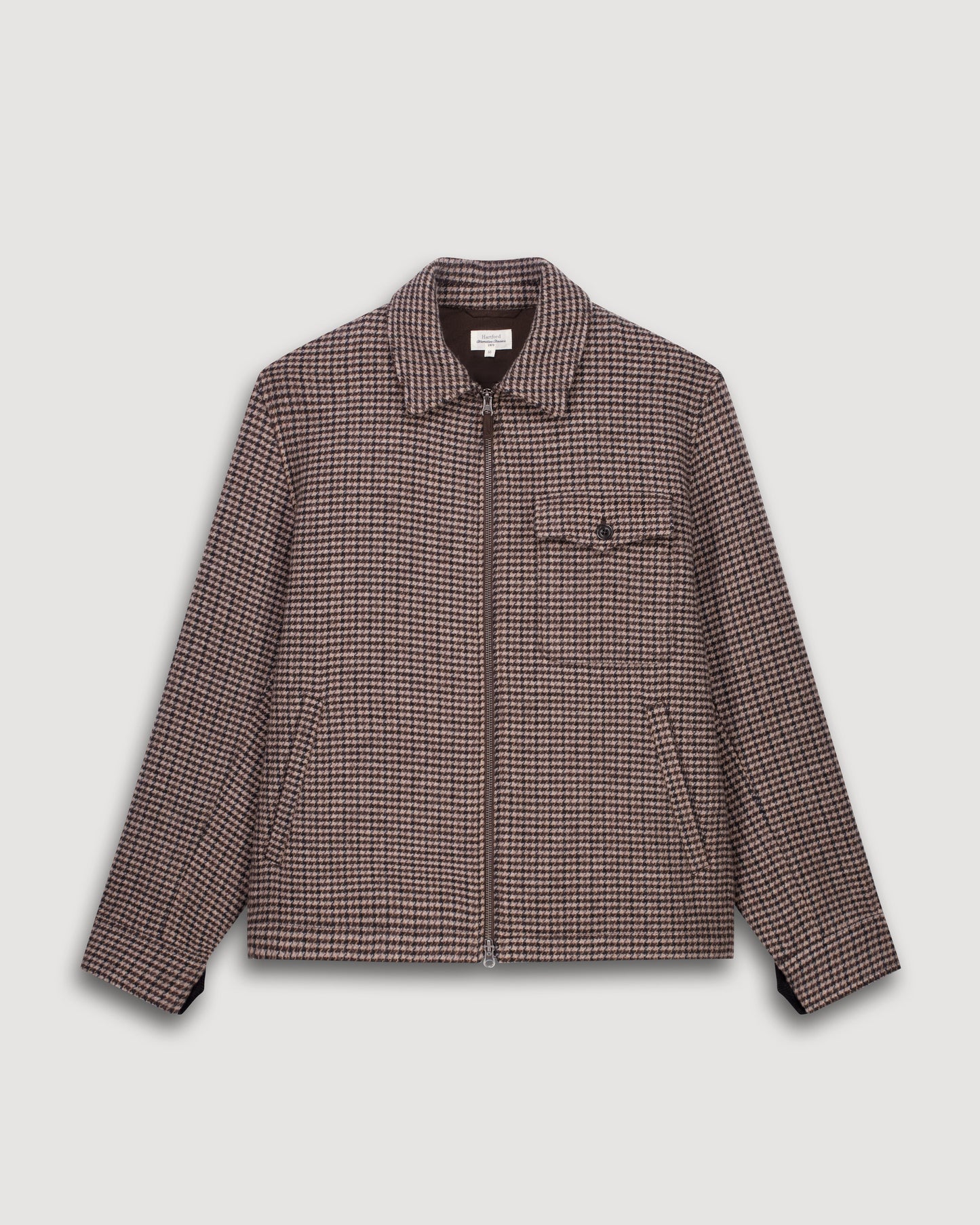 Blouson Homme en Laine Pied de poule Marron Dandy