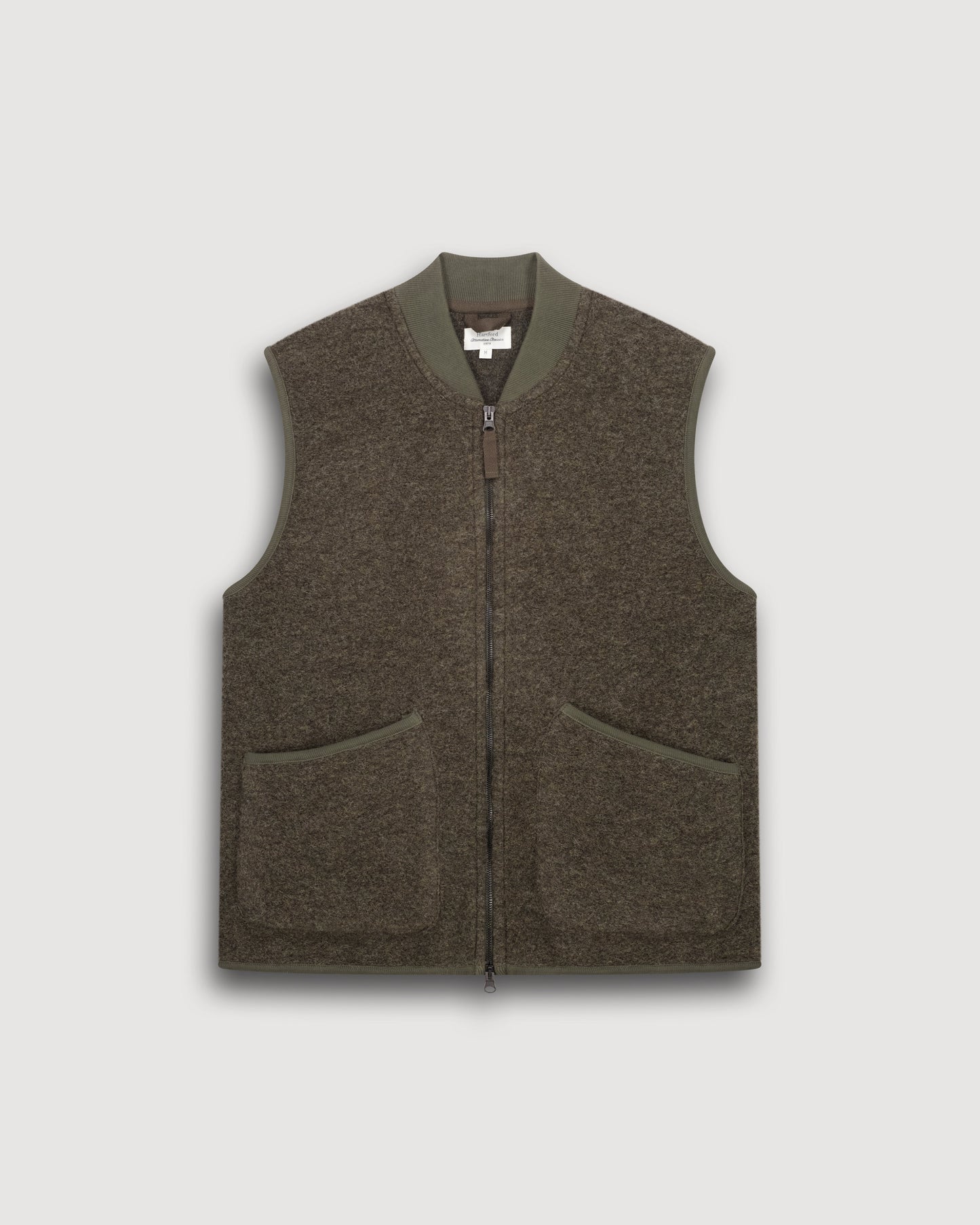 Gilet Homme en Laine Bouillie Vert Militaire Vest