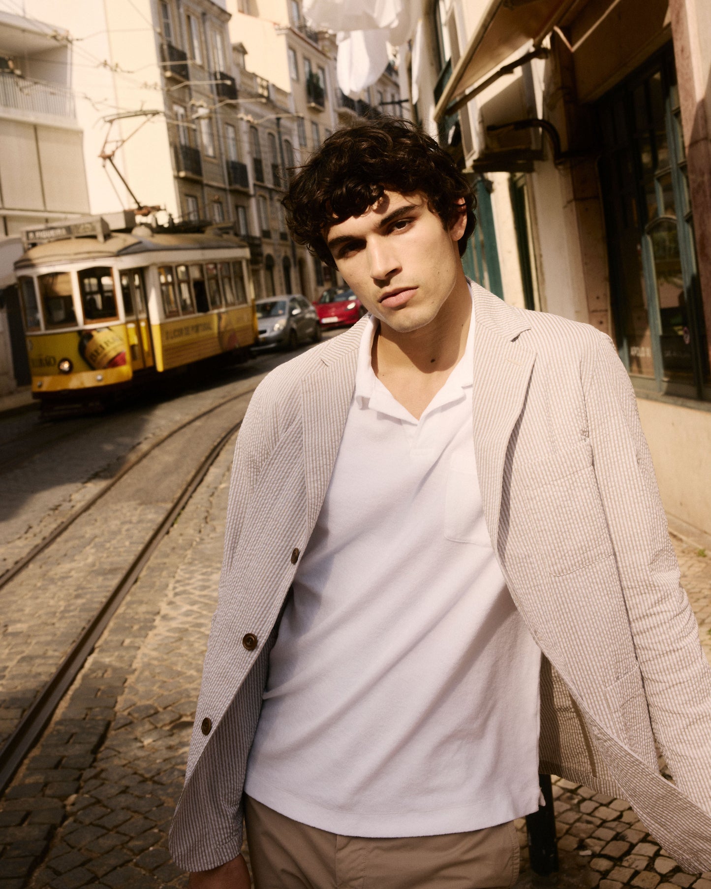 Polo Homme en Jersey de Coton Blanc