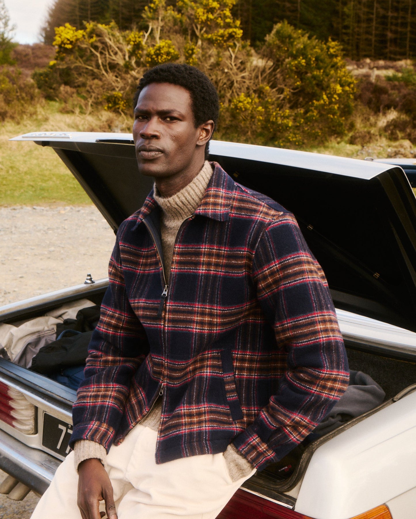 Blouson Homme en Laine Double Face à carreaux Bleu Marine Dave