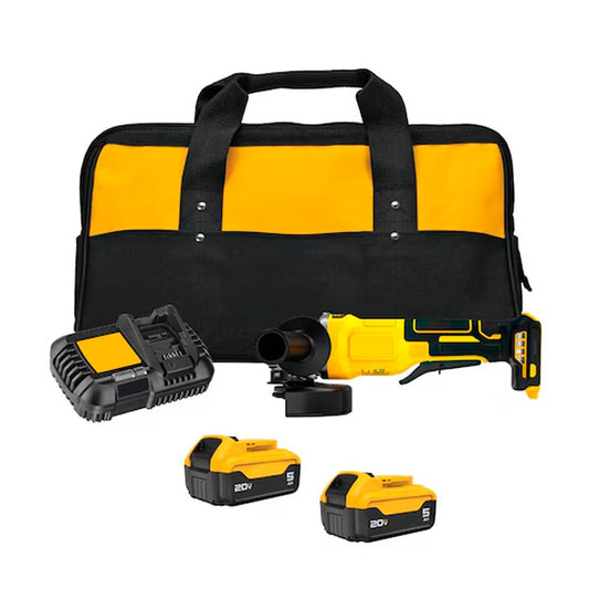 4-1/2" Brushless Angle Grinder 20V MAX – with 2x 5.0Ah Batteries, Dual Voltage Charger & Carrying Bag*