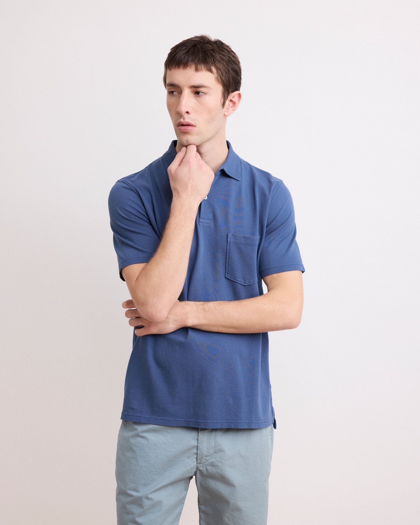 Polo Homme en Piqué de Coton Bleu Cobalt