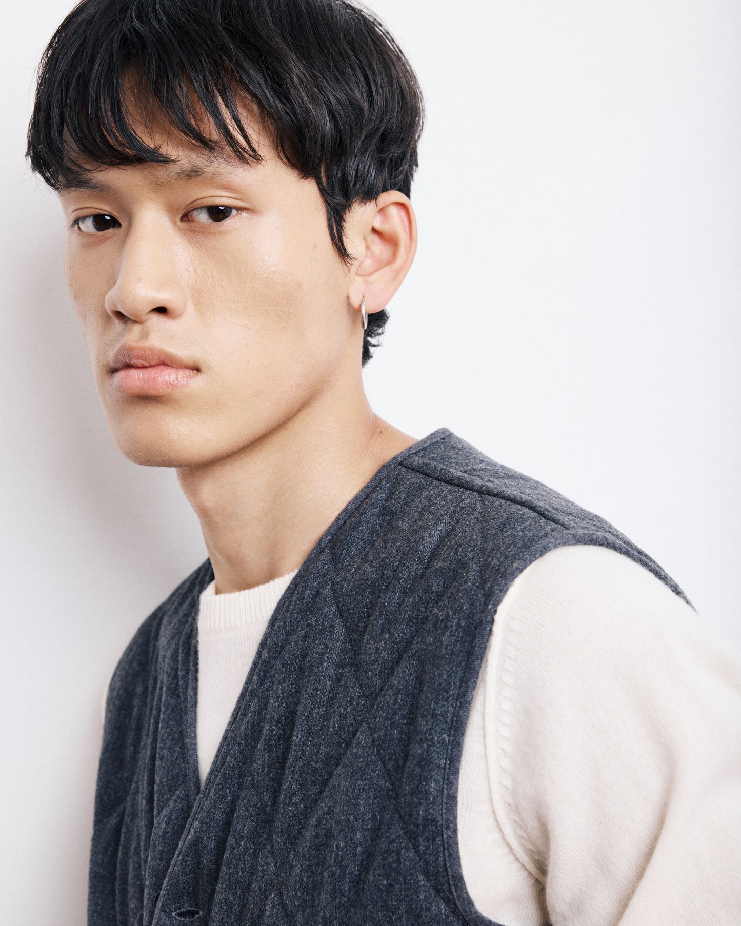 Gilet Homme en Flanelle Rayée Gris Vic