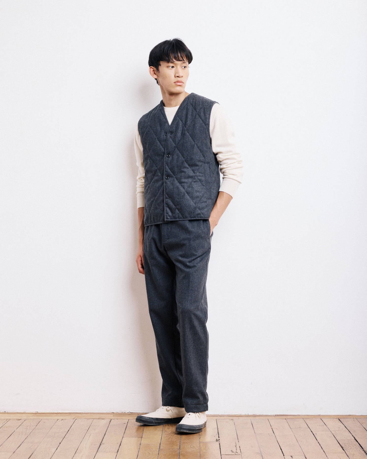 Gilet Homme en Flanelle Rayée Gris Vic