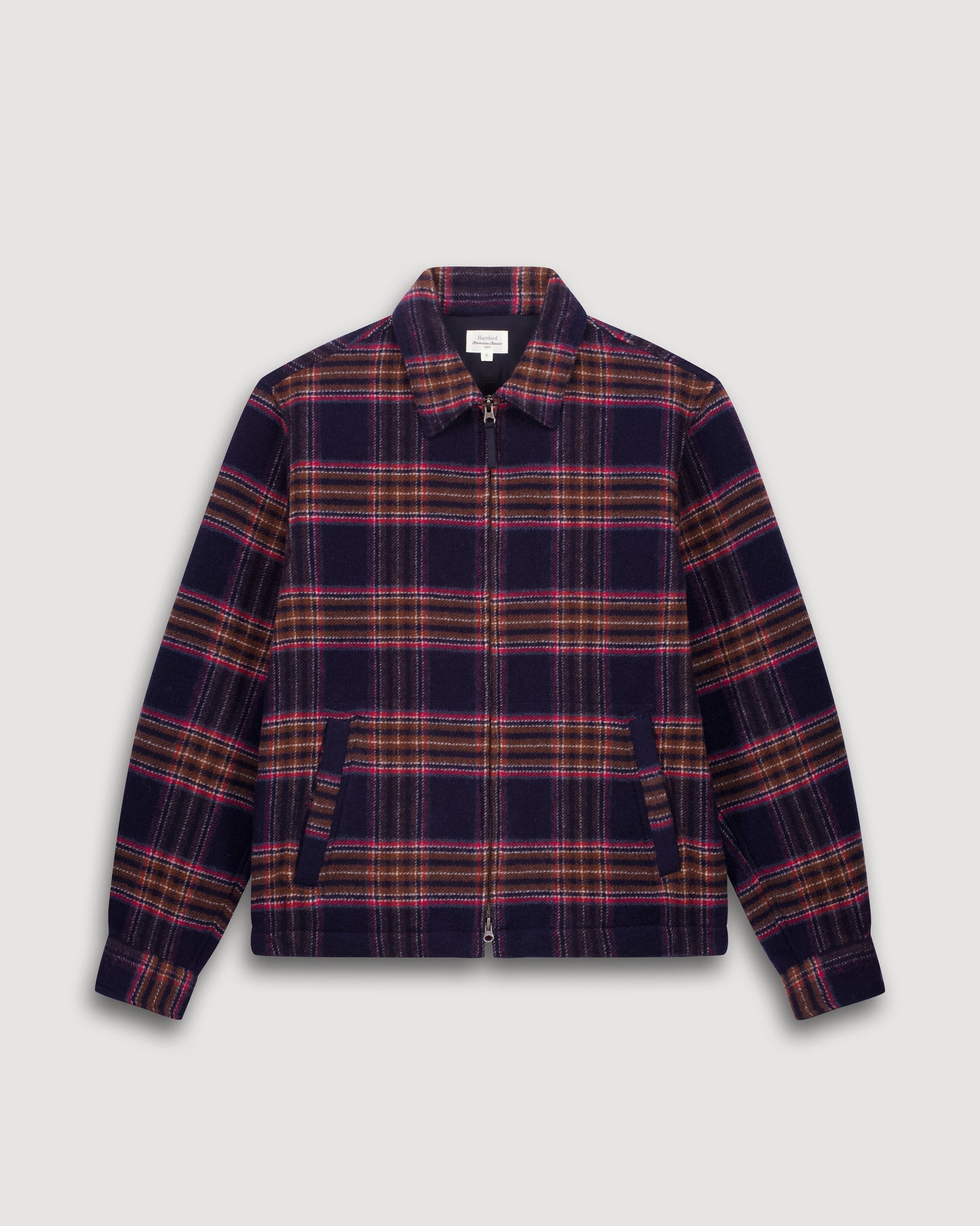 Blouson Homme en Laine Double Face à carreaux Bleu Marine Dave