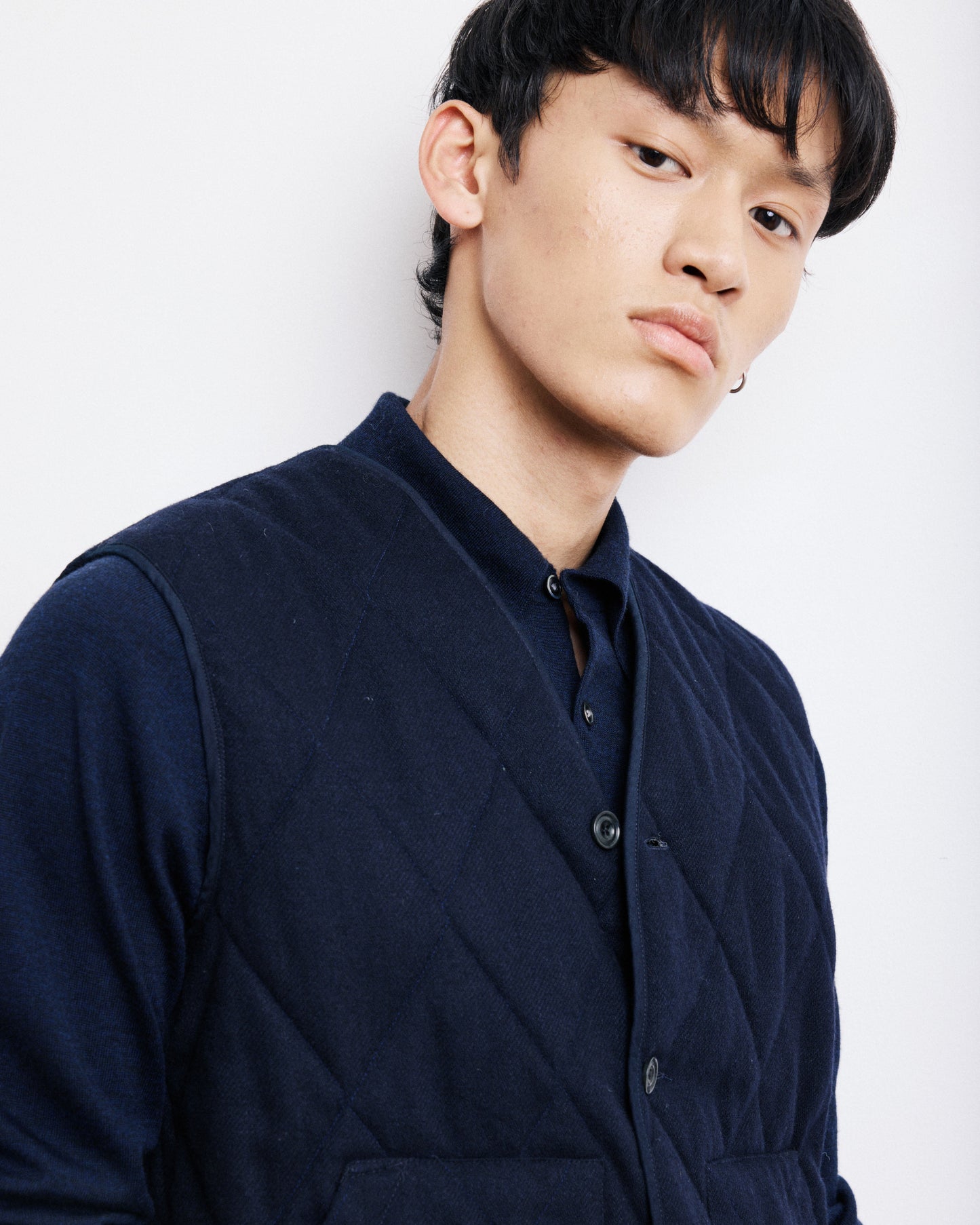 Gilet Homme en Flanelle de Laine Bleu Marine Vince