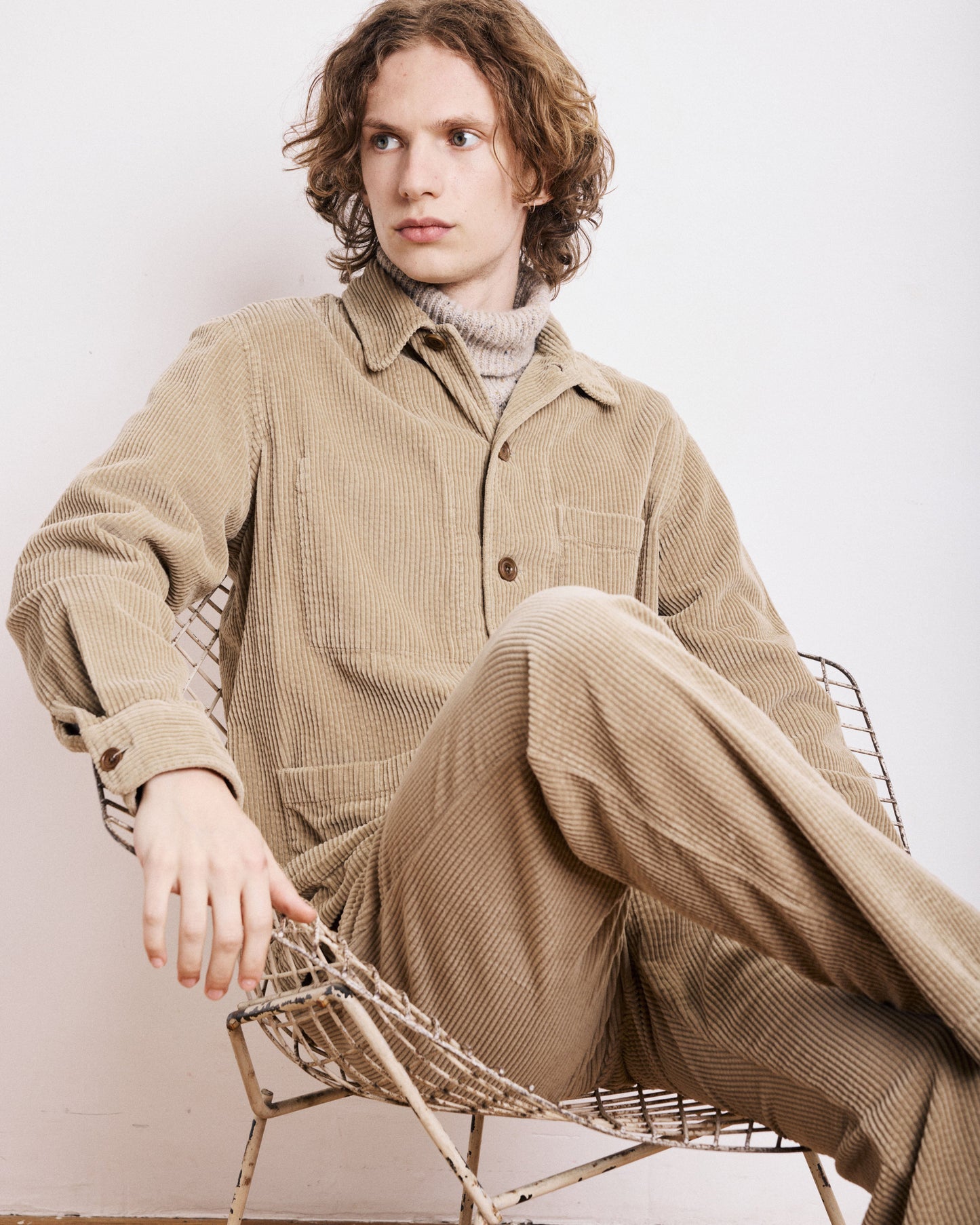 Veste Homme en velours cotelé seersucker Beige Petty