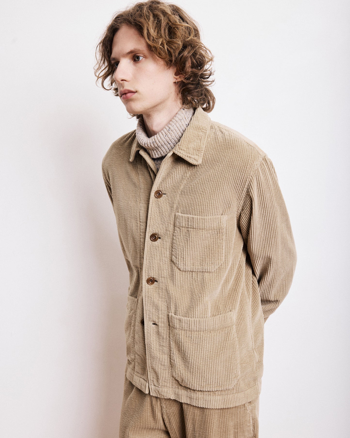 Veste Homme en velours cotelé seersucker Beige Petty