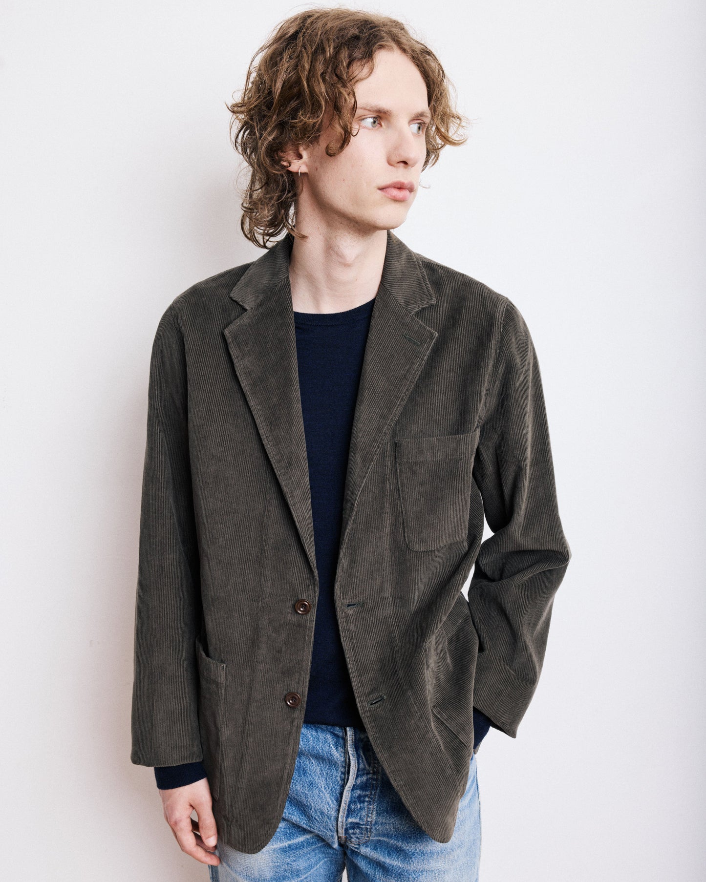 Veste Homme en Velours Côtelé Vert Olive Jonny