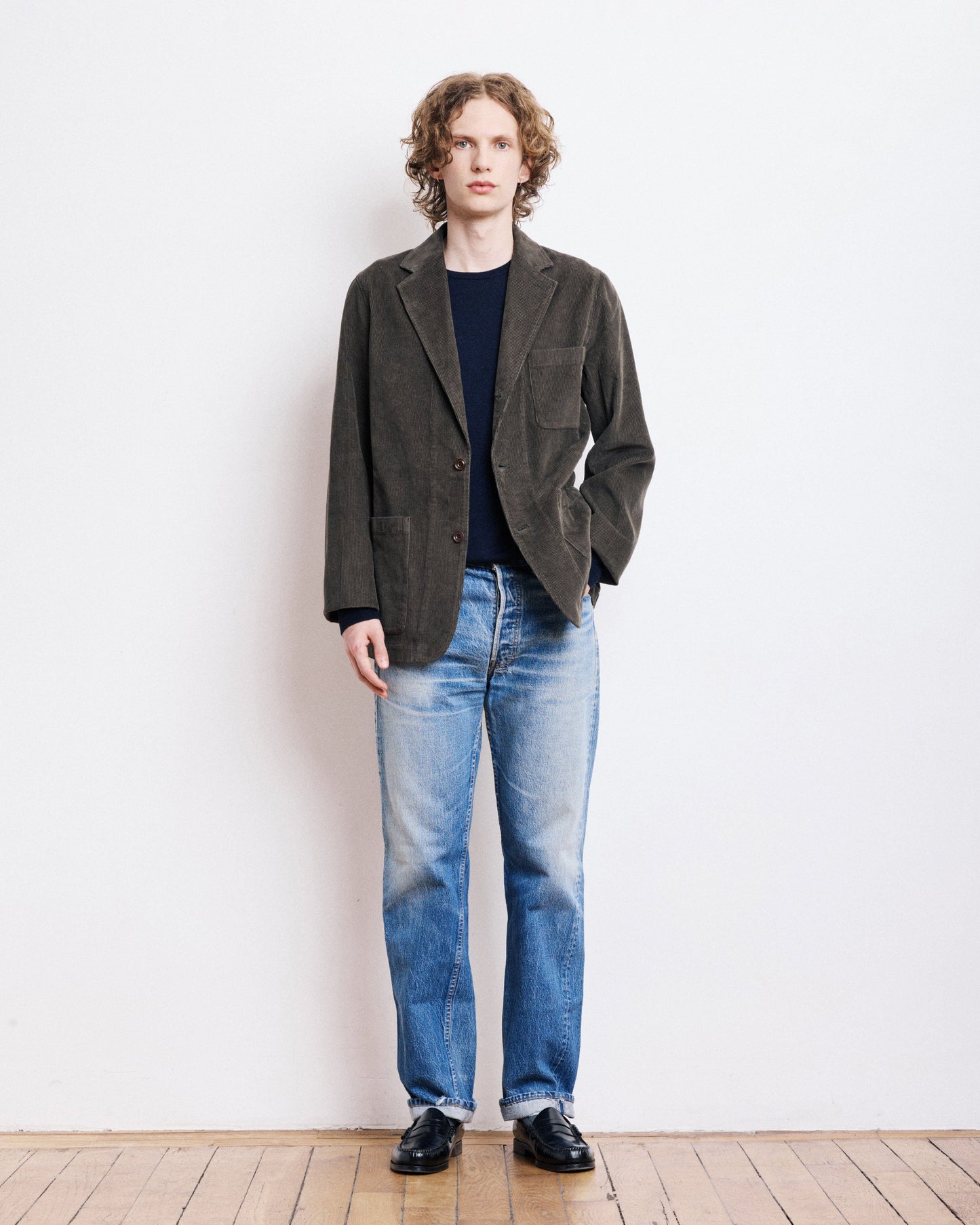 Veste Homme en Velours Côtelé Vert Olive Jonny