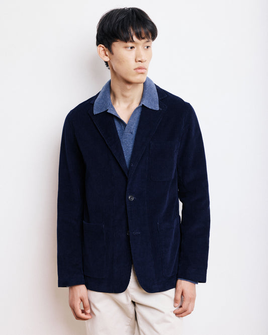 Veste Homme en Velours Côtelé Bleu Marine Jonny