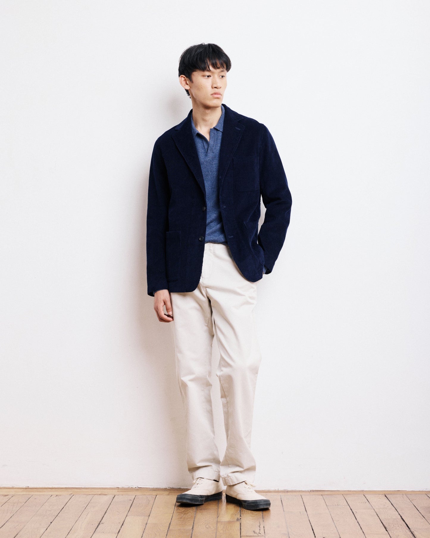 Veste Homme en Velours Côtelé Bleu Marine Jonny