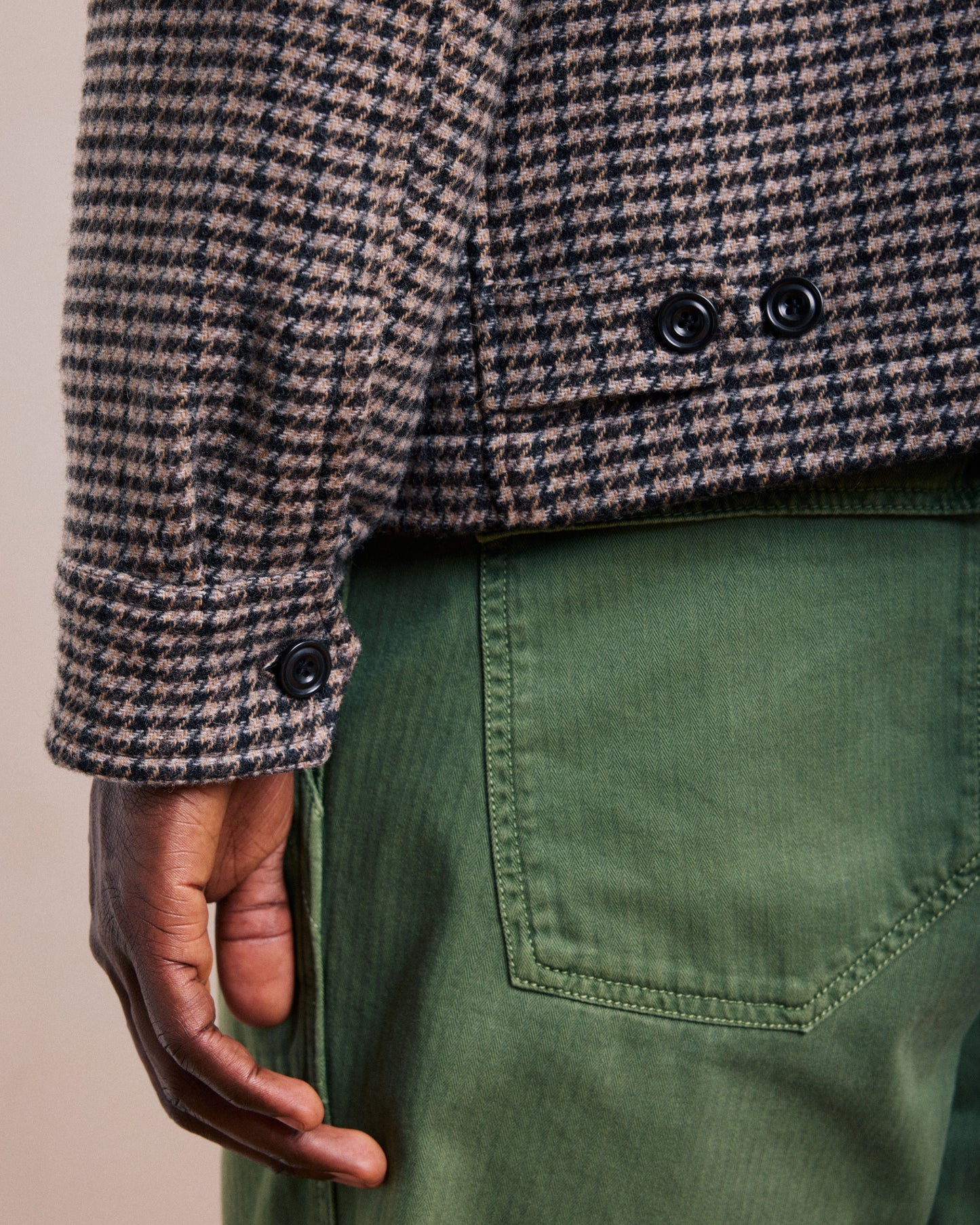 Blouson Homme en Laine Pied de poule Marron Dandy