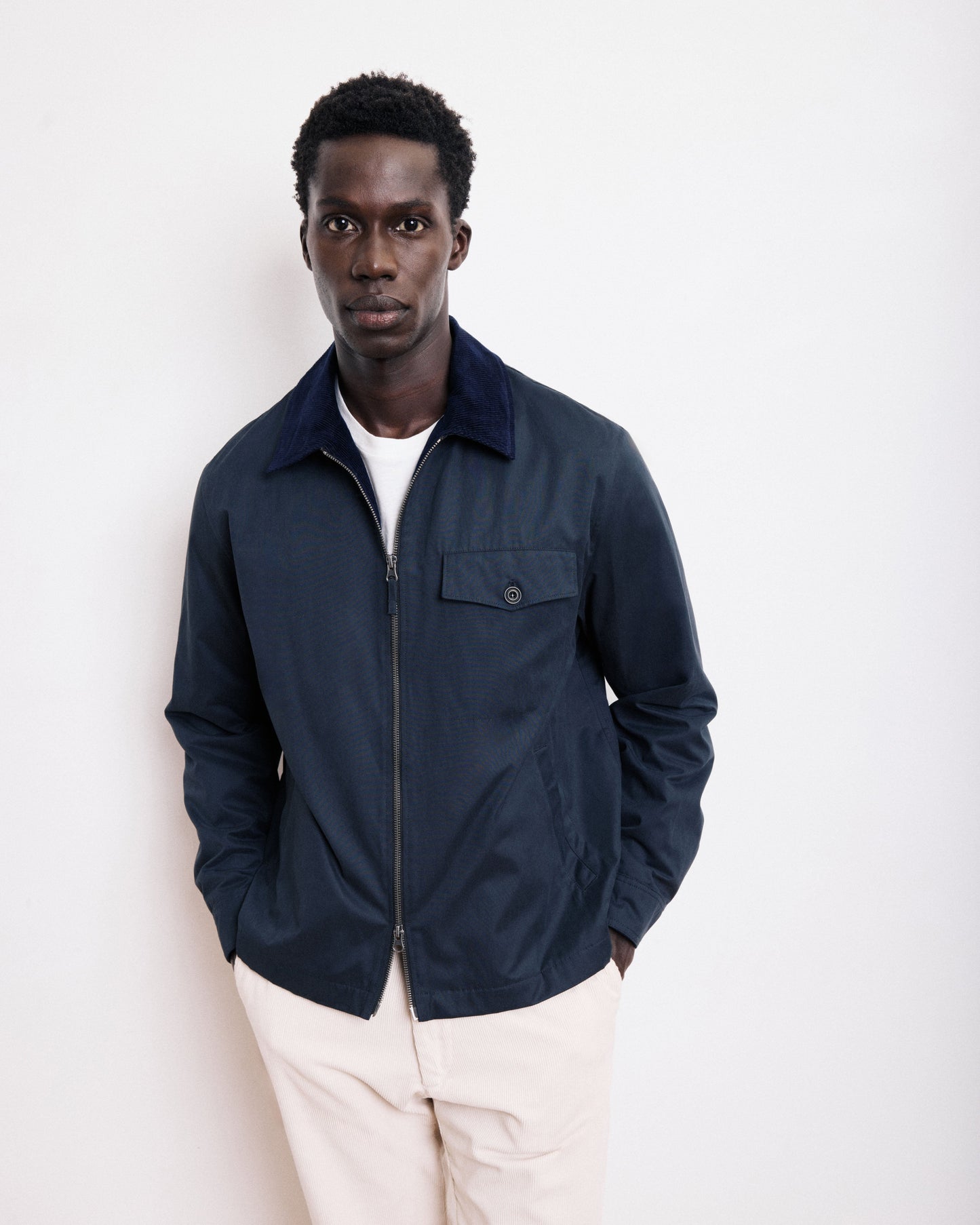 Blouson Homme en Gabardine déperlant Bleu Marine Daren