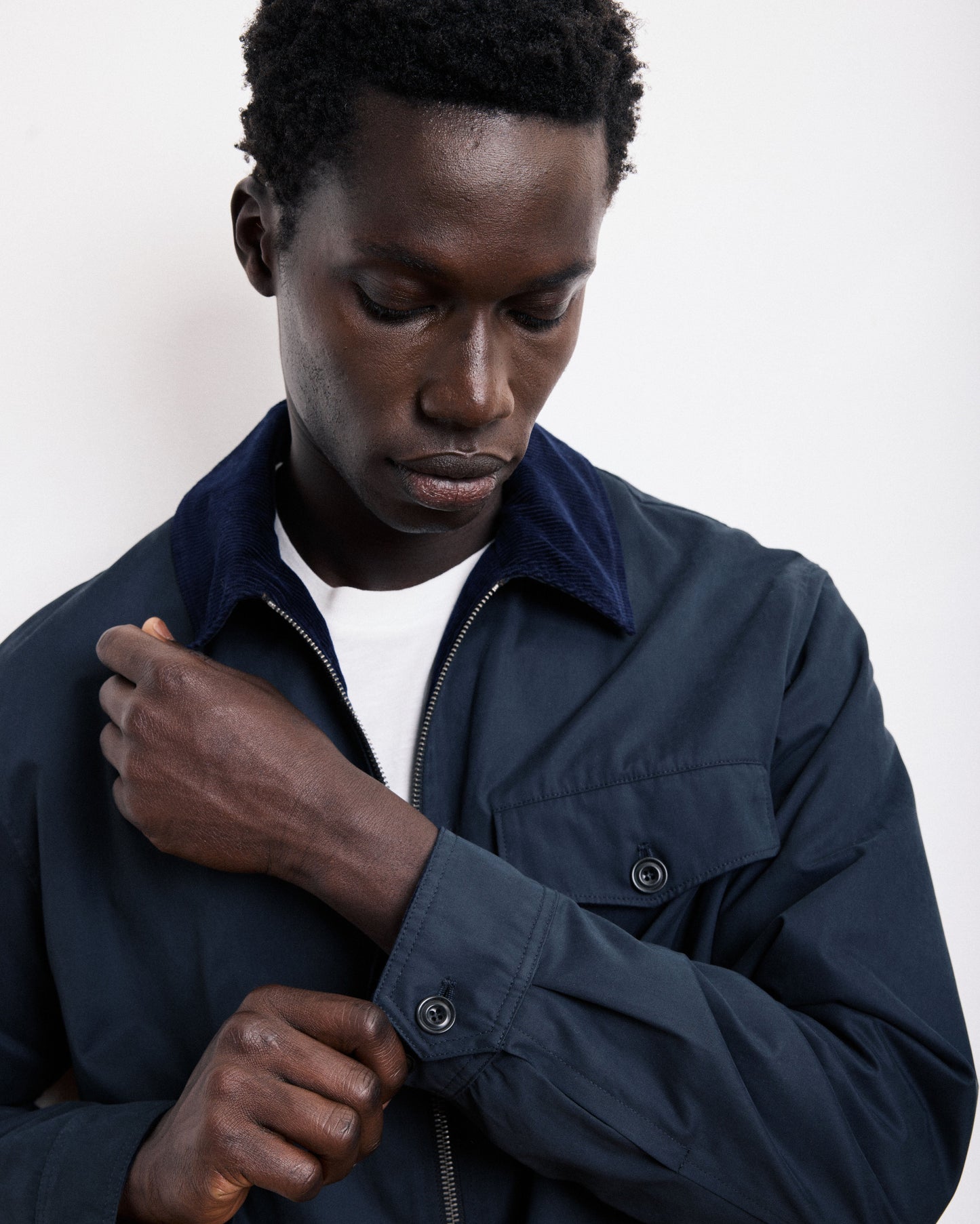 Blouson Homme en Gabardine déperlant Bleu Marine Daren