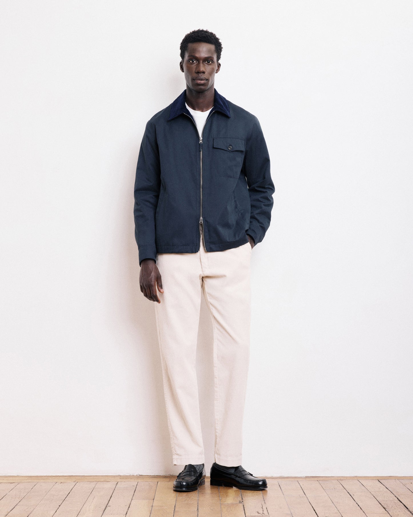 Blouson Homme en Gabardine déperlant Bleu Marine Daren