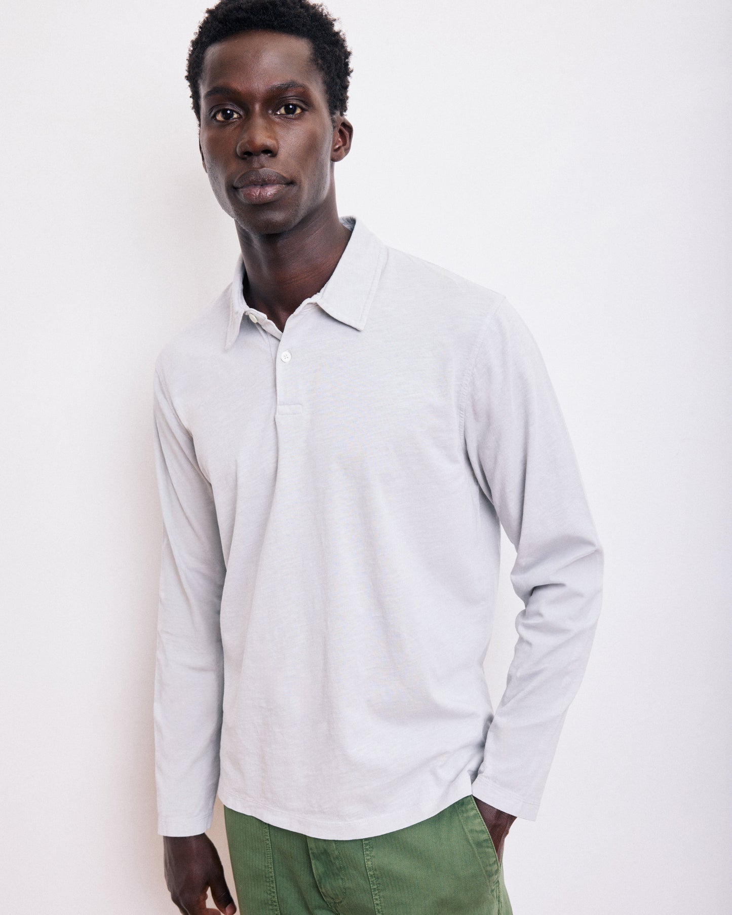 Polo Homme en Coton Slub Gris