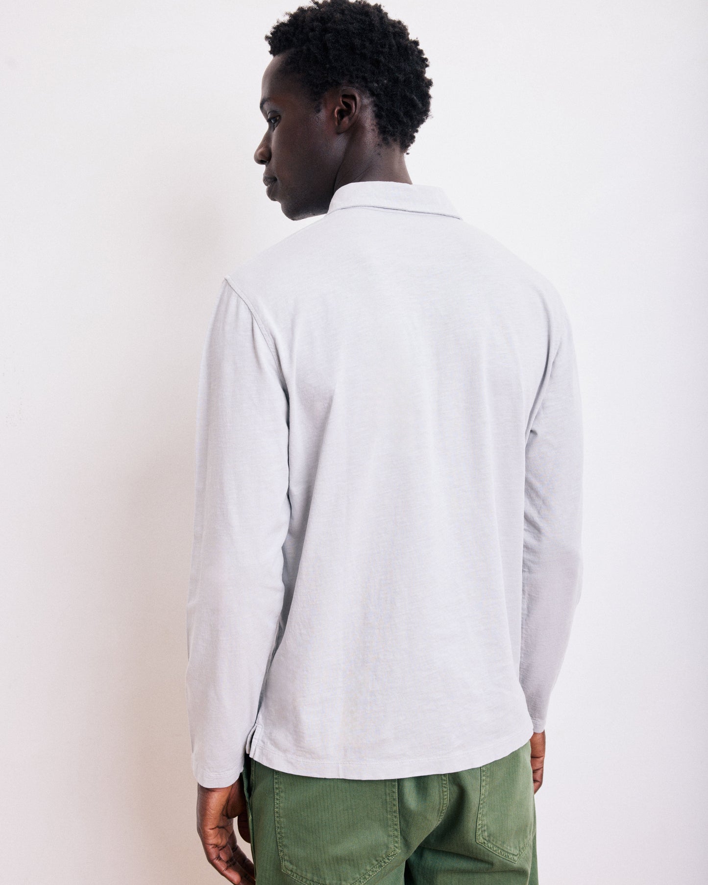 Polo Homme en Coton Slub Gris