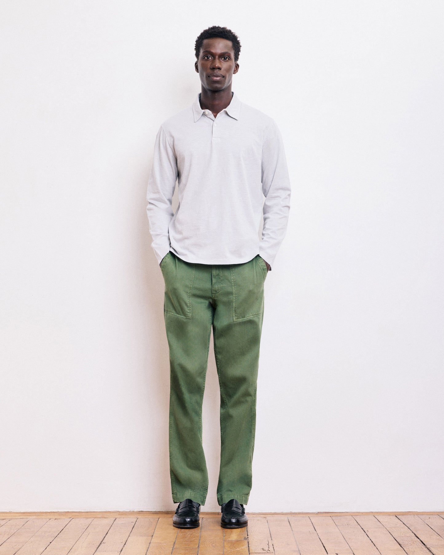 Polo Homme en Coton Slub Gris