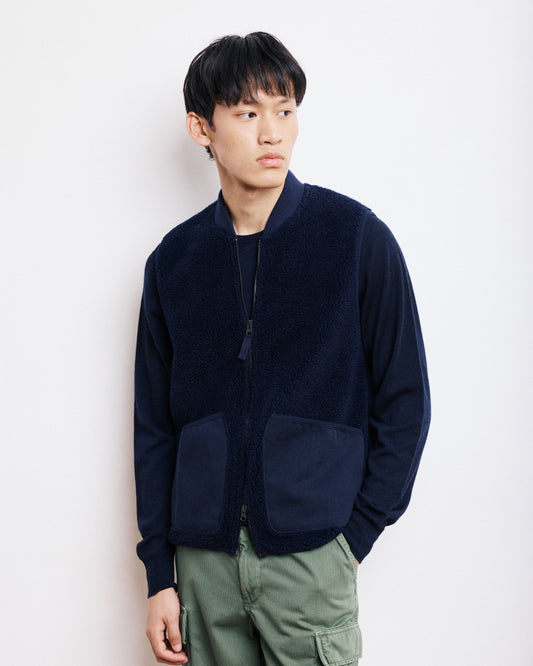 Gilet Homme en Sherpa Bleu Marine