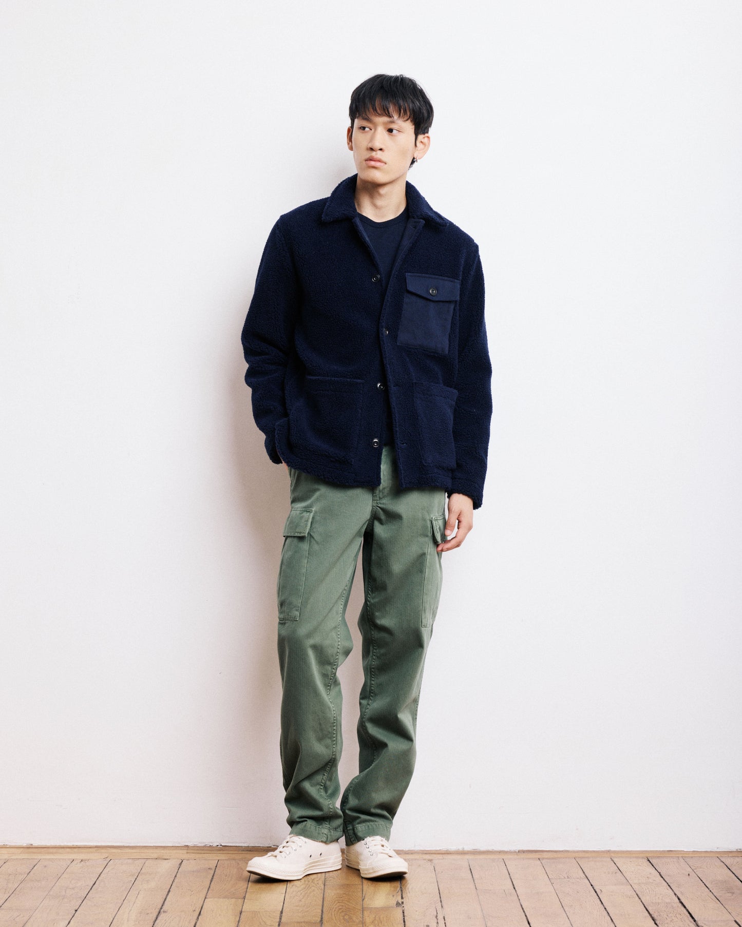 Veste Homme en Sherpa Bleu Marine Utility