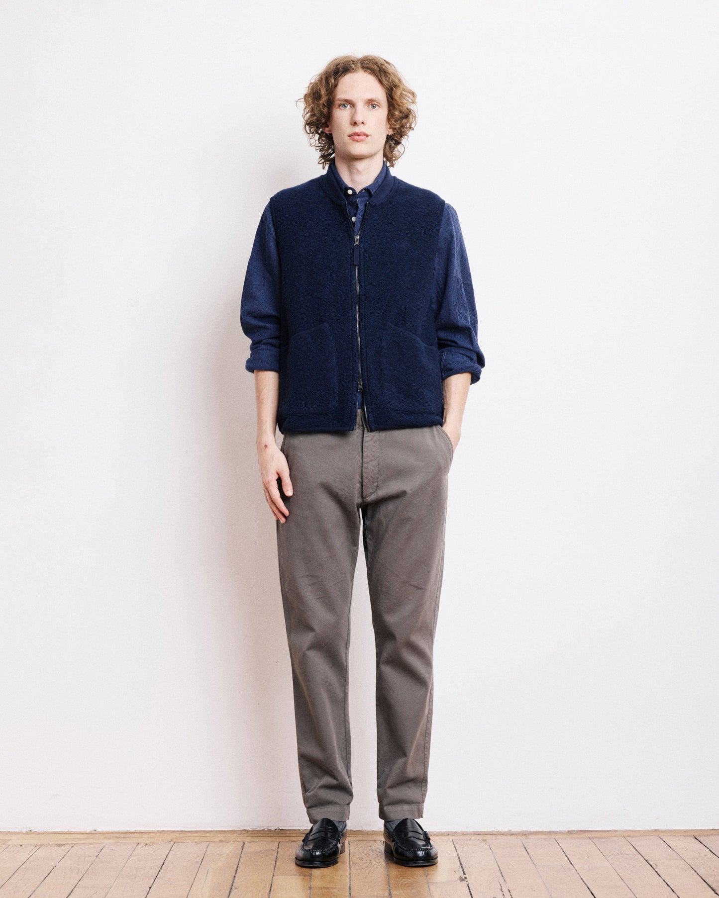 Gilet Homme en Laine Bouillie Bleu Marine Vest