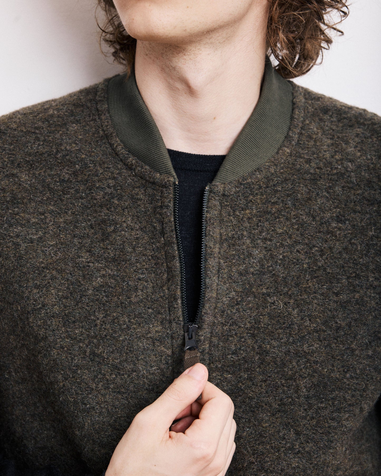 Gilet Homme en Laine Bouillie Vert Militaire Vest