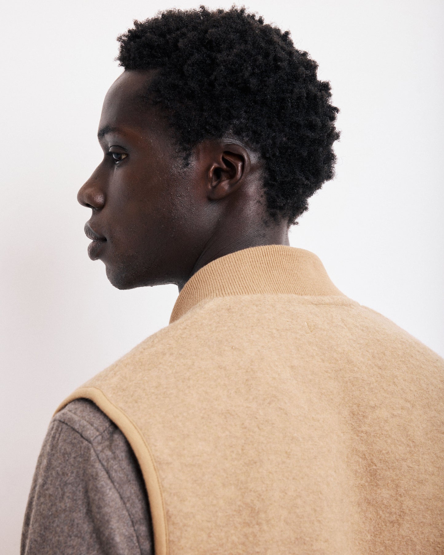 Gilet Homme en Laine Bouillie Camel Vest