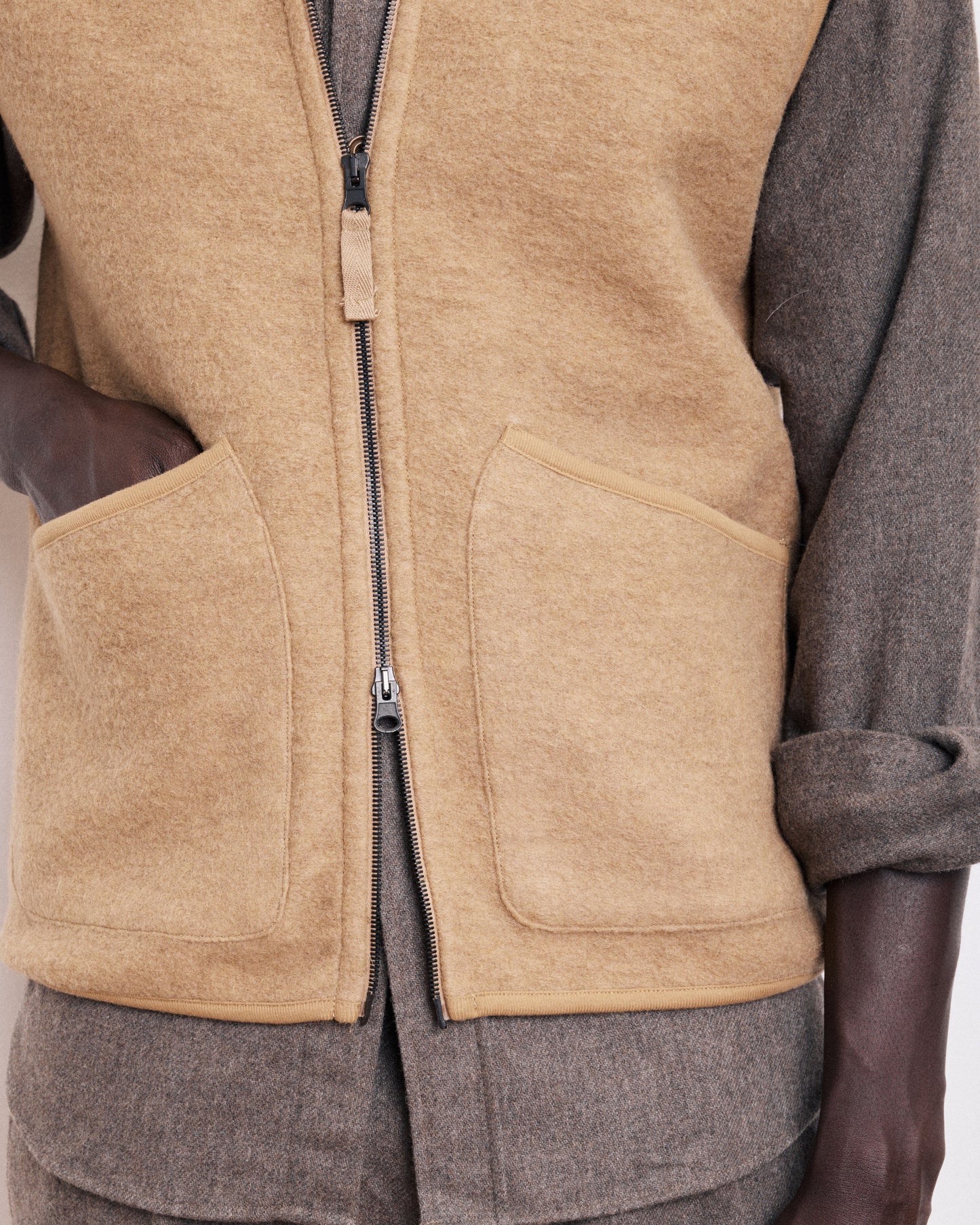Gilet Homme en Laine Bouillie Camel Vest