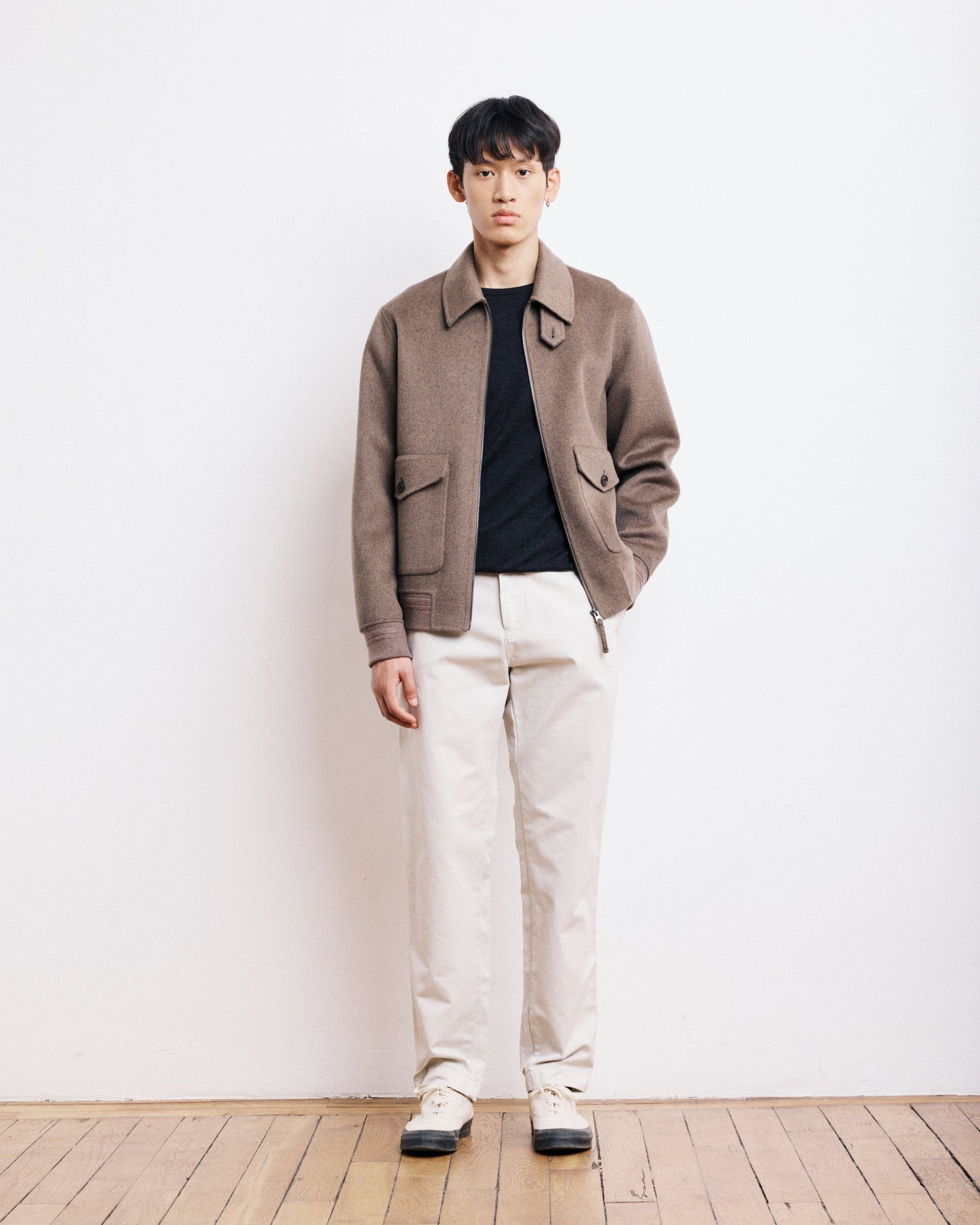 Blouson Homme en Laine Double Face Taupe Doug