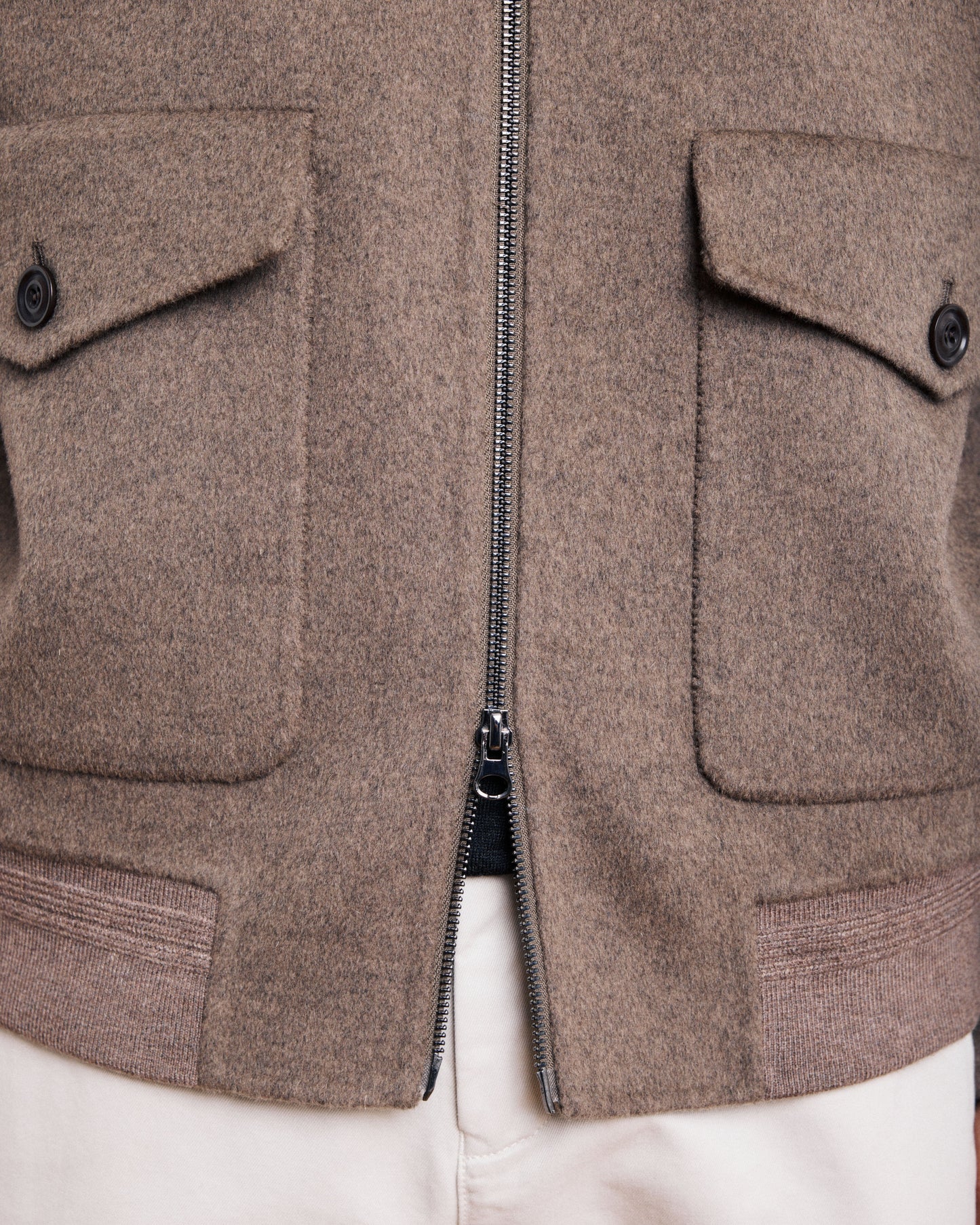 Blouson Homme en Laine Double Face Taupe Doug