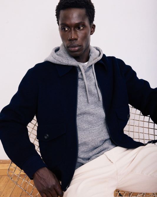 Blouson Homme en Laine Double Face Bleu Marine Doug