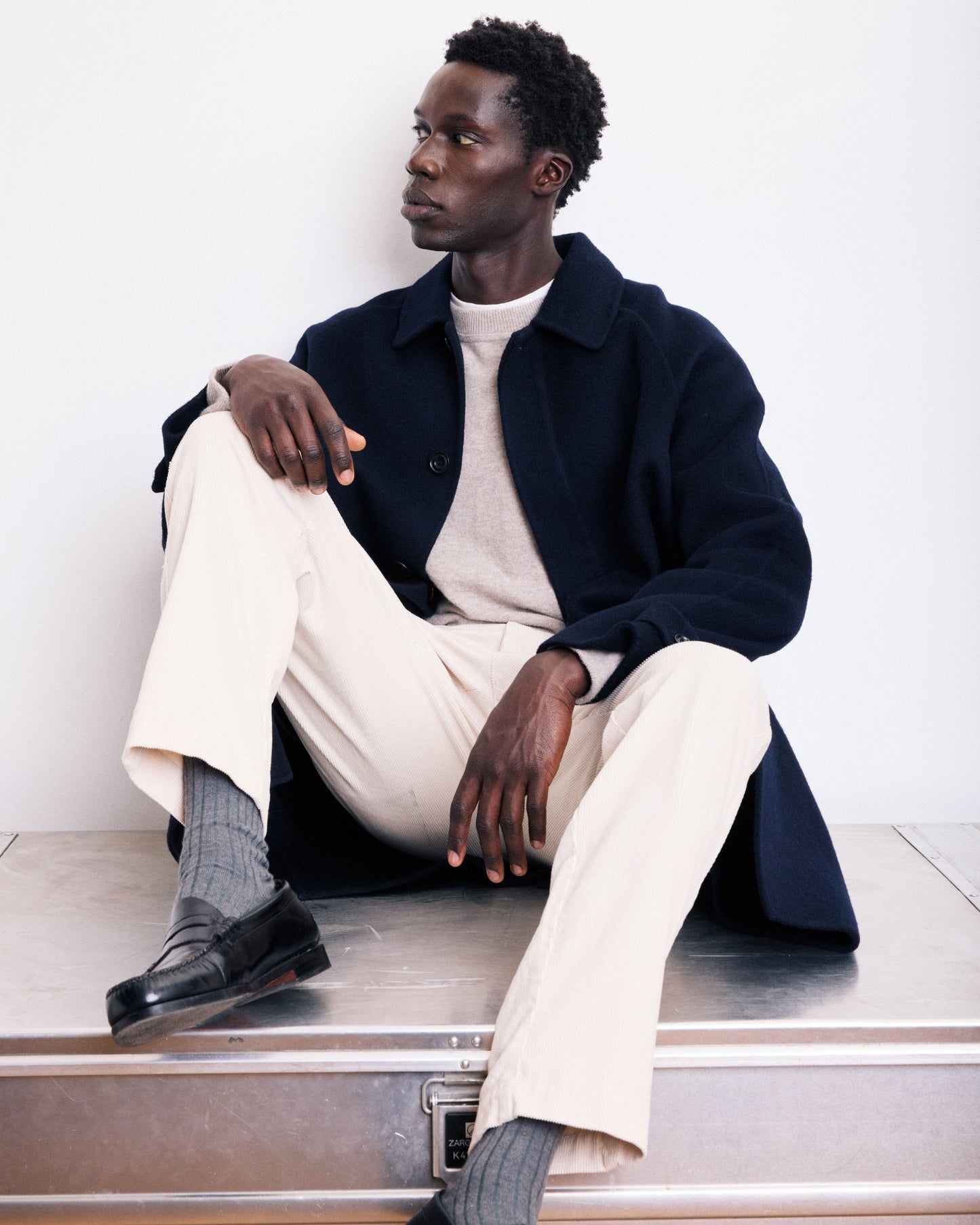 Manteau Homme en Laine Double Face Bleu Marine Graig