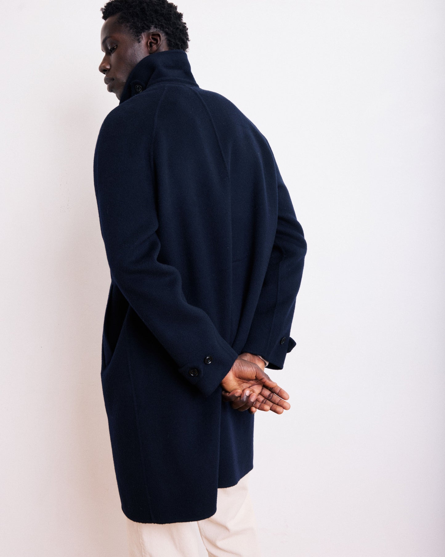 Manteau Homme en Laine Double Face Bleu Marine Graig