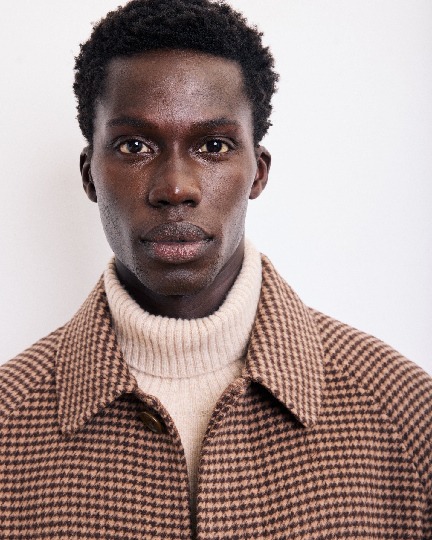 Manteau Homme en Laine Double Face pied-de-poule Marron Graig