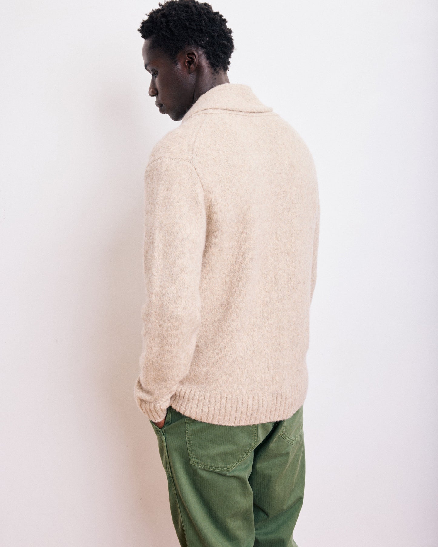 Cardigan Homme en Laine d'Alpaga & Yak Beige