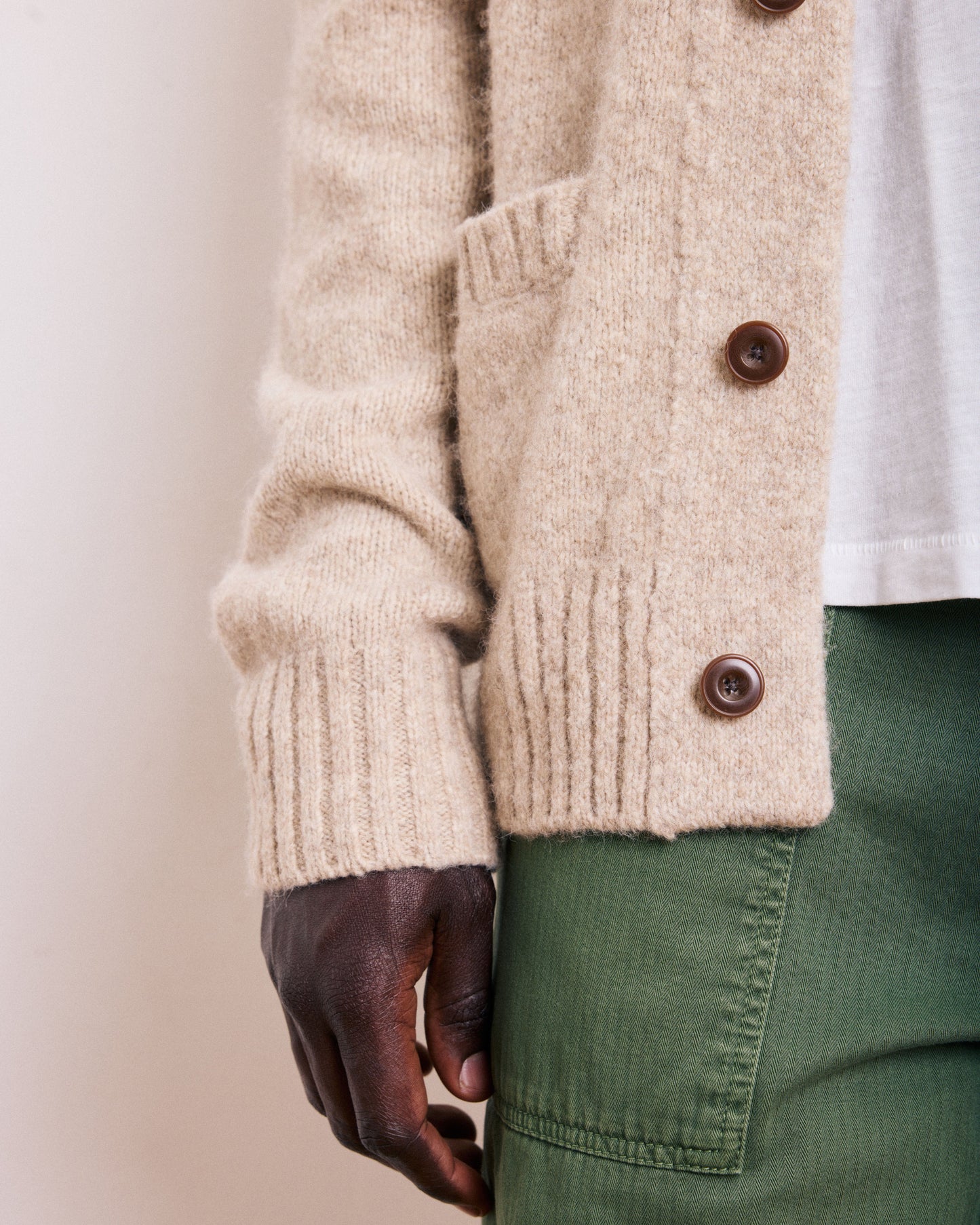 Cardigan Homme en Laine d'Alpaga & Yak Beige