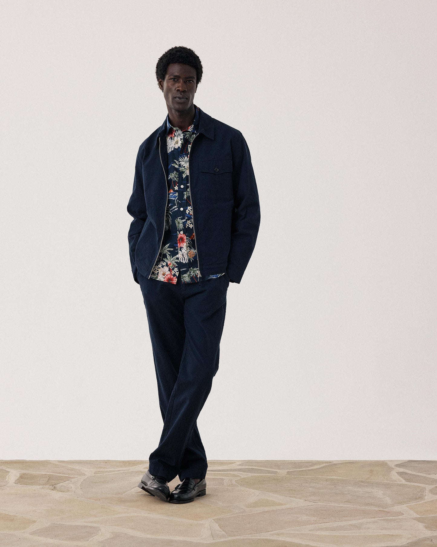 Blouson Homme en Seersucker Bleu Marine Danny