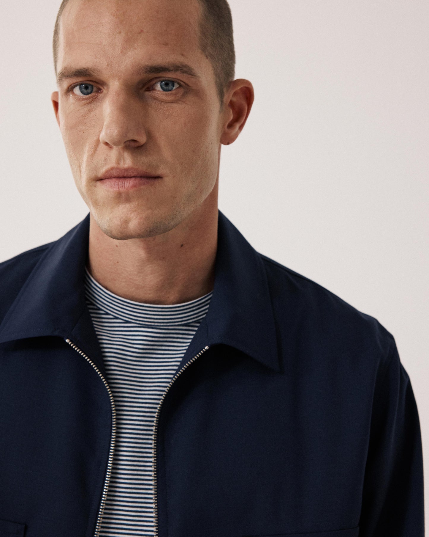 Blouson Homme en Laine & Coton Bleu Marine Dickson