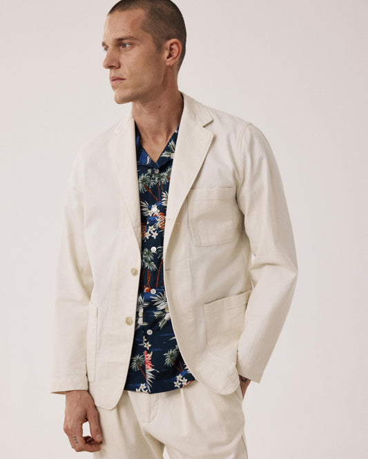 Veste Homme en Coton à Chevrons Ecru Jules