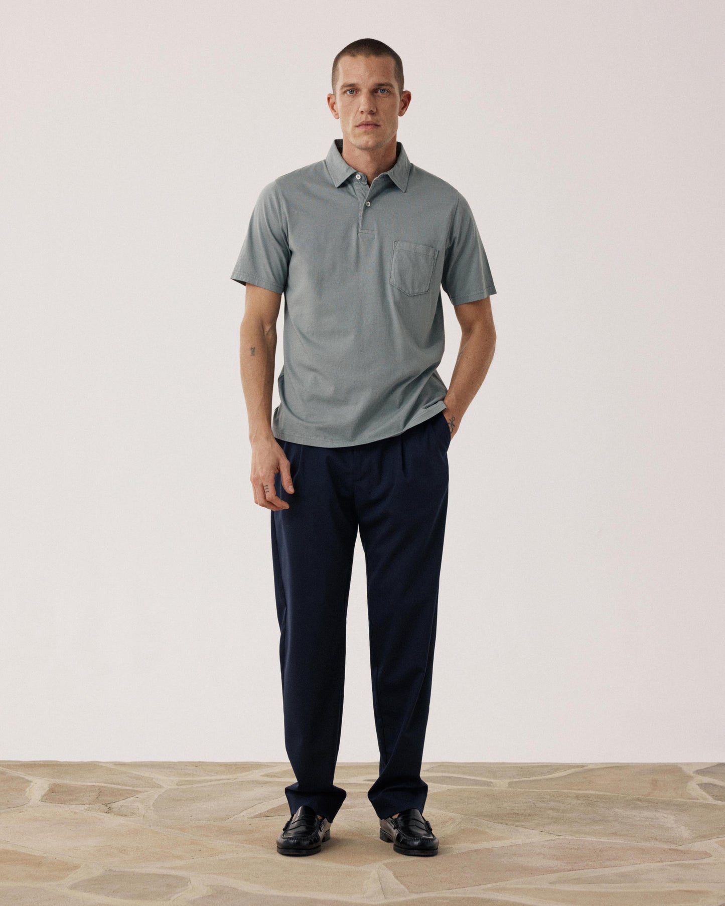 Polo Homme en Jersey de Coton Vert Militaire