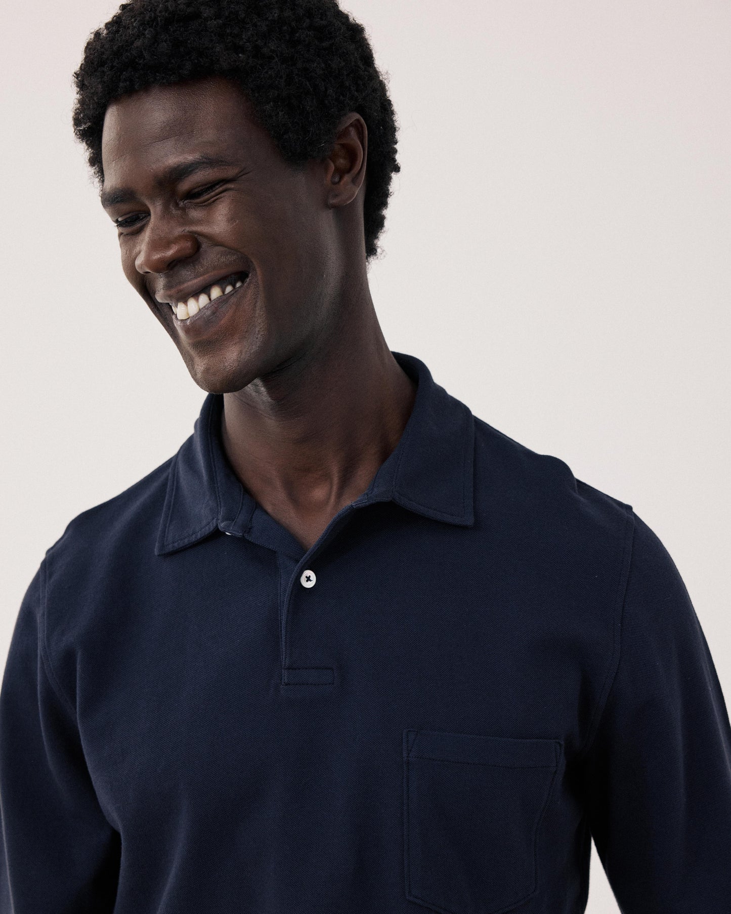 Polo Homme en Coton Piqué Bleu Nuit