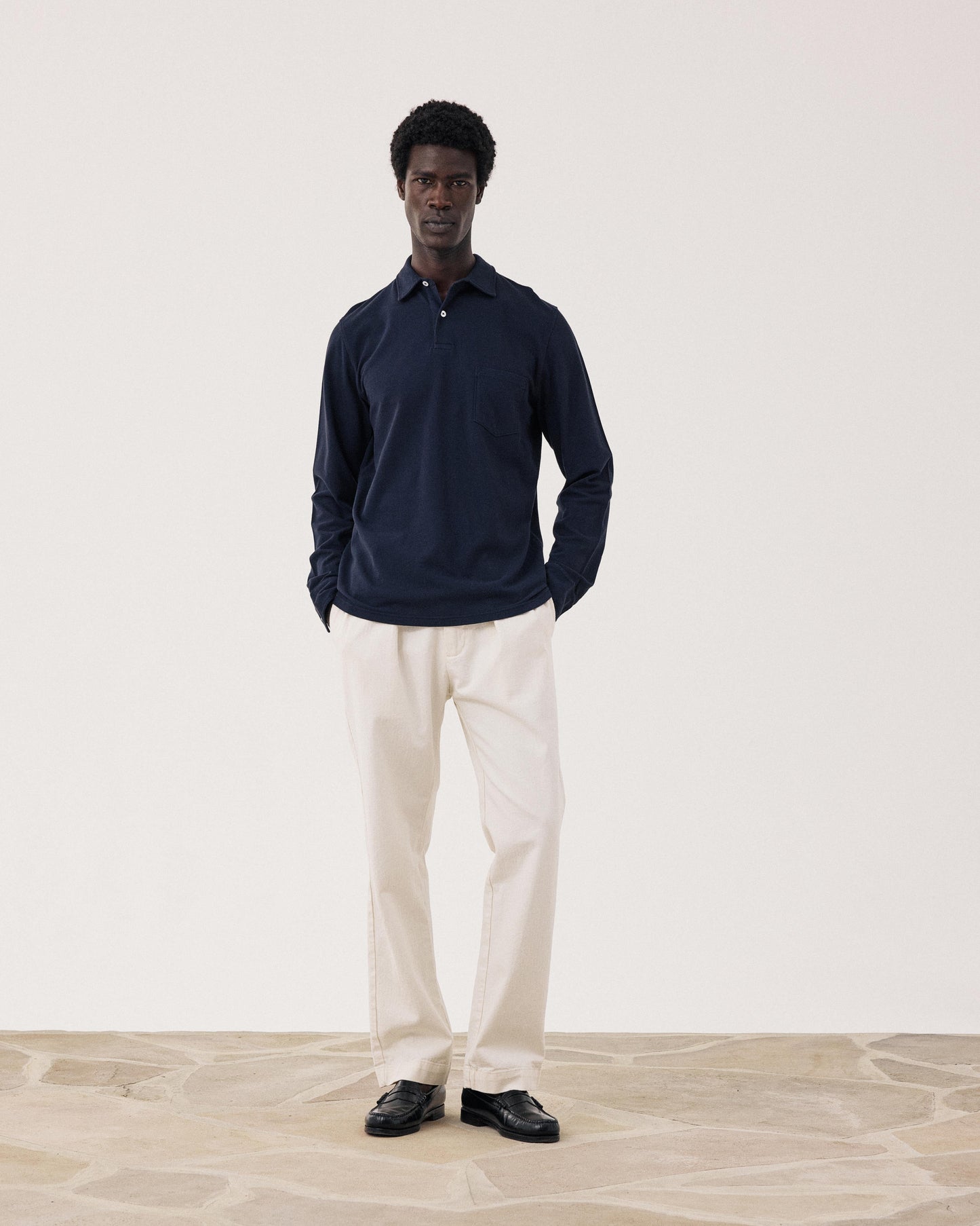 Polo Homme en Coton Piqué Bleu Nuit