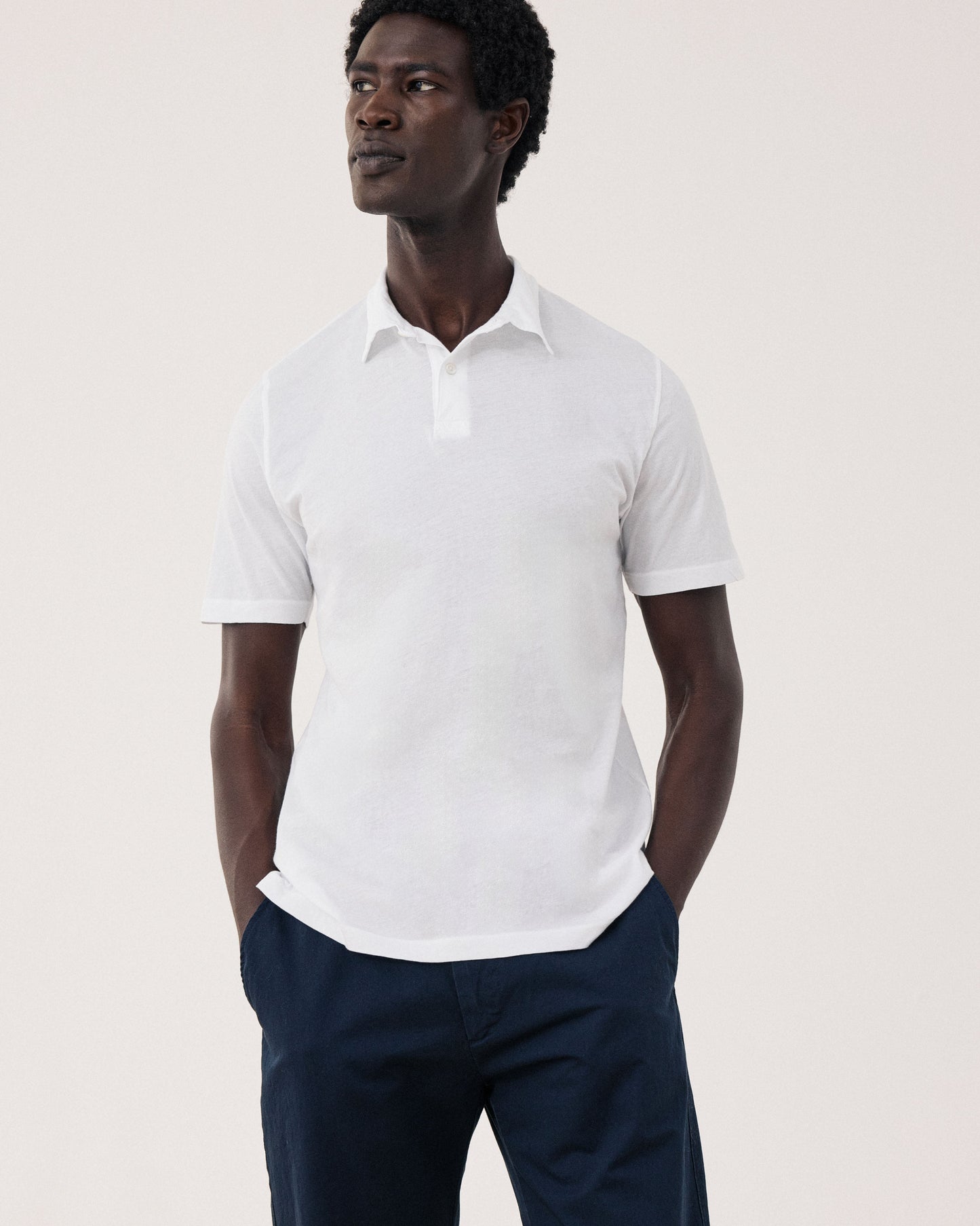 Polo Homme en Jersey de Coton Léger Blanc Light Polo