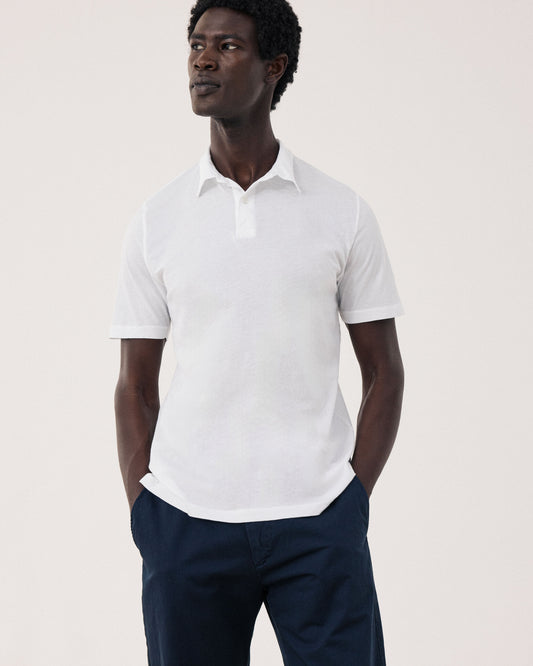Polo Homme en Jersey de Coton Léger Blanc Light Polo