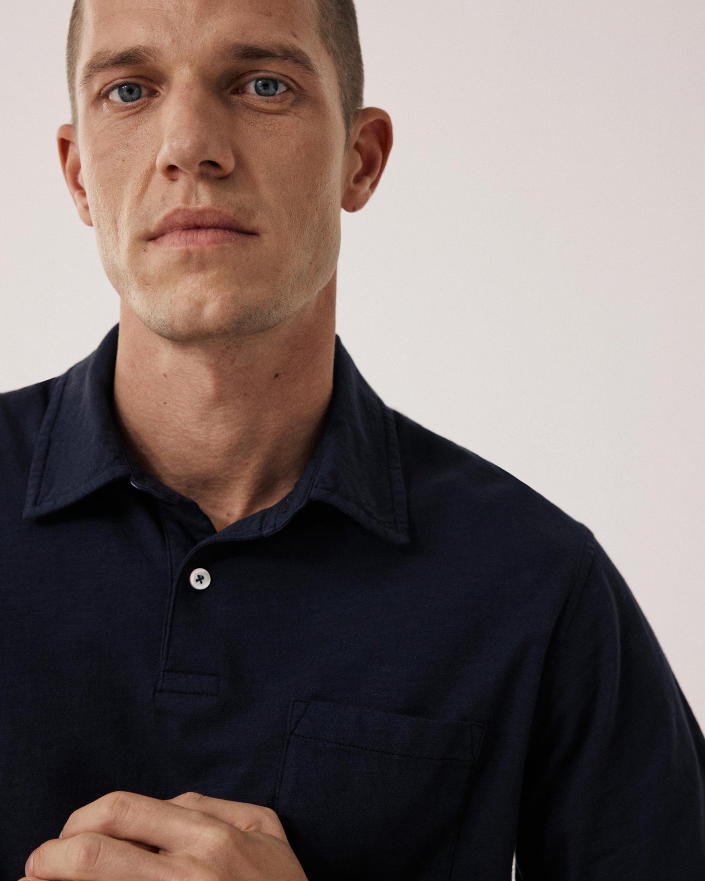 Polo Homme en Coton Slub Bleu Nuit