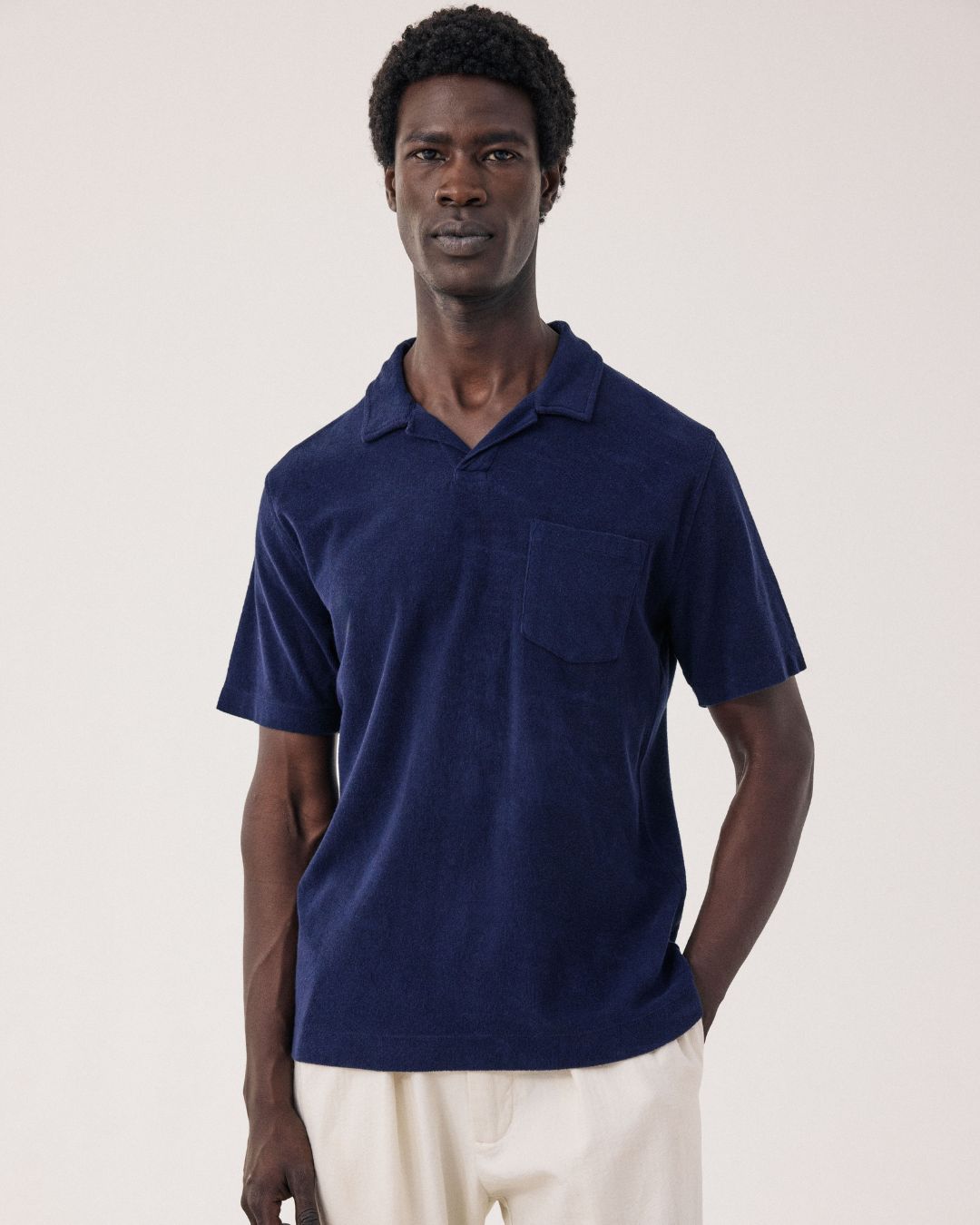 Polo Homme en Eponge Bleu Marine