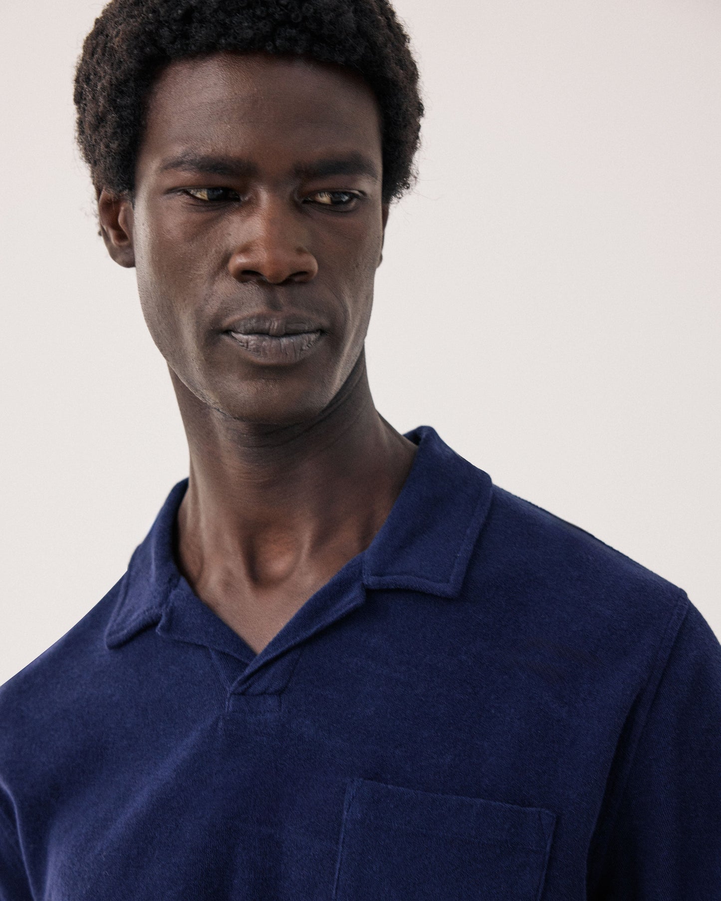 Polo Homme en Eponge Bleu Marine